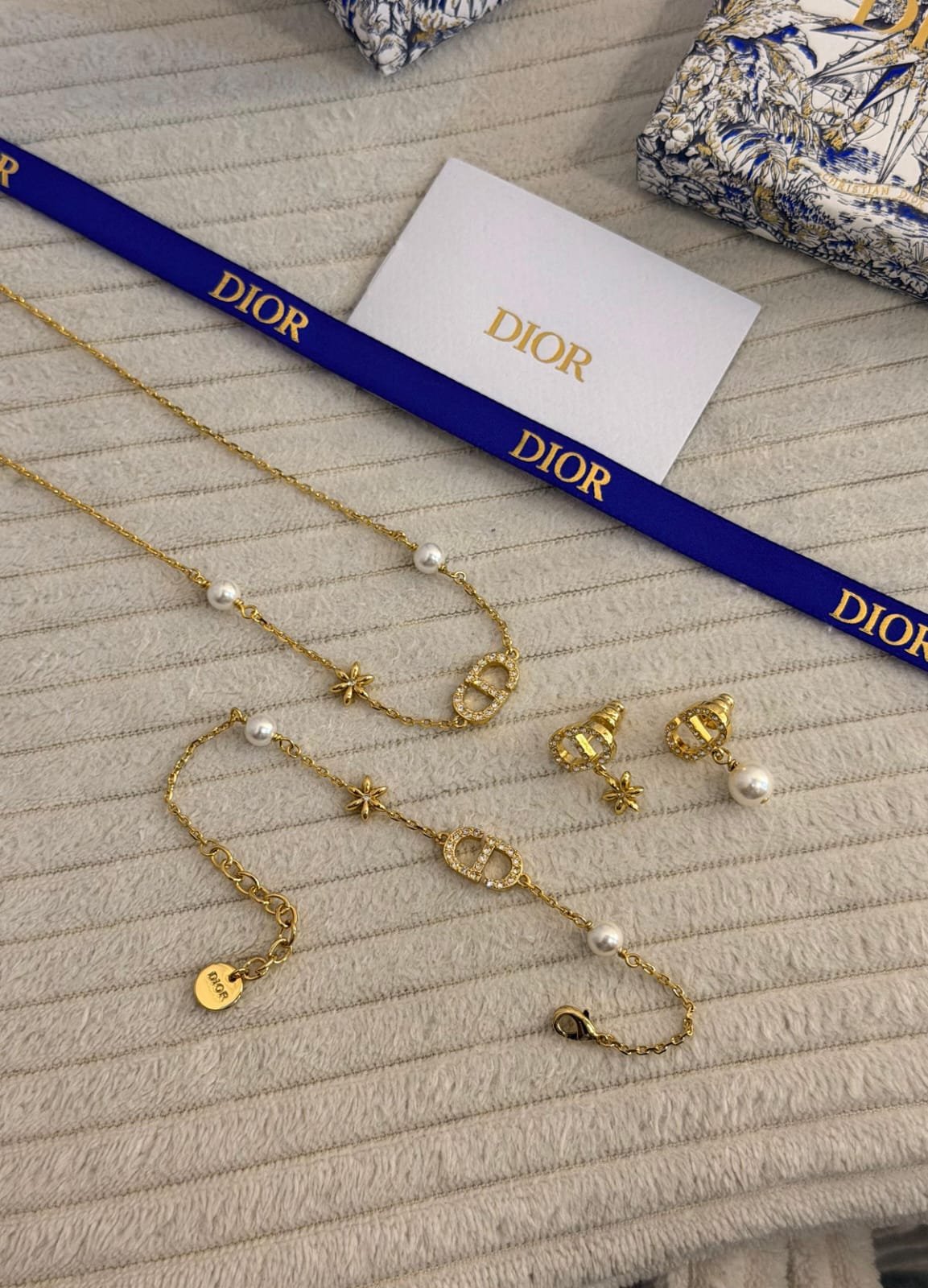 WhatsApp Image 2026-08-06 at 20.40.14 Dior Clair D Lunes Faux Pearl Gold Tone Set - Image 1