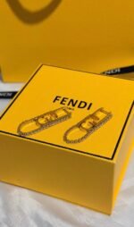 Fendi O'Lock-Motif Crystal Earrings | Gold