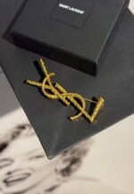 Saint Laurent Gold Cassandre Brooch