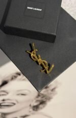 Saint Laurent Gold Cassandre Brooch - Image 2