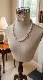 Chanel CC 100th Anniversary Faux Pearl Pendant & Earrings - Image 4
