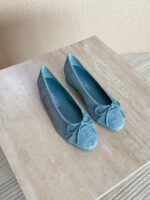 Chanel Suede Calfskin Cap Toe CC Ballerina Flats - Image 3