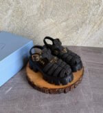 Prada Monolith Crochet Cage Sandals - Image 2