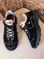 Chanel Suede Calfskin & Ribbed Knit Low-Top Sneakers - Image 5