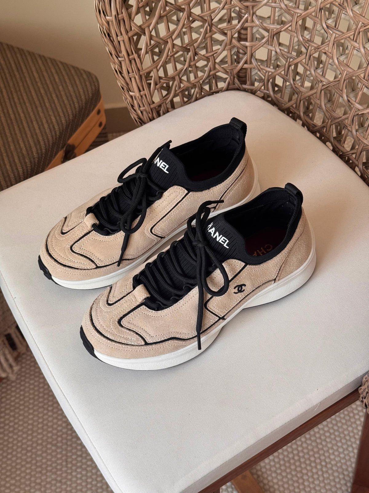 WhatsApp Image 2026-08-10 at 16.09.51 Chanel Suede Calfskin & Ribbed Knit Low-Top Sneakers - Image 1