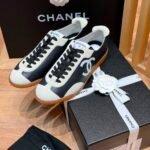 Chanel Calfskin Embossed Suede Sneakers