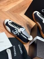 Chanel Calfskin Embossed Suede Sneakers - Image 3