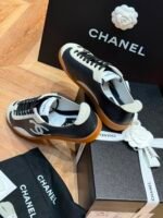 Chanel Calfskin Embossed Suede Sneakers - Image 4