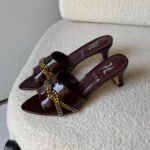 Gina Celine Mules in Chestnut Patent