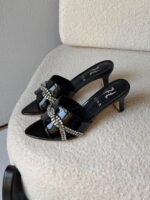 Gina Celine Mules in Chestnut Patent - Image 3
