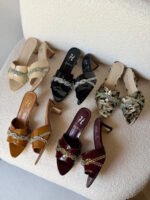 Gina Celine Mules in Chestnut Patent - Image 11