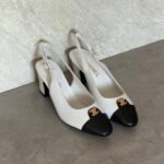 Chanel Canvas & Leather Slingback Pumps