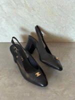 Chanel Canvas & Leather Slingback Pumps - Image 4