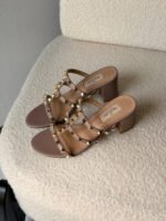 Valentino Garavani Rockstud Calfskin Leather Sandals - Image 3