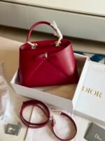 Dior Cigale Bag structured architectural silhouette in shiny supple calfskin accented with a delicate front bow detail - Image 3