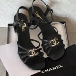 Chanel Lambskin Crystal CC logo sandal