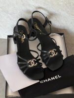 Chanel Lambskin Crystal CC logo sandal