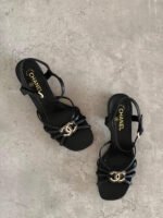 Chanel Lambskin Crystal CC logo sandal - Image 2