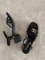 Chanel Lambskin Crystal CC logo sandal - Image 4