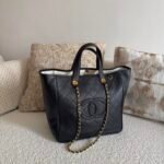 Chanel Mini Tote in Black Calfskin and gold-tone Metal diamond quilting & an interlaced leather & Chain Strap
