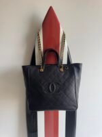 Chanel Mini Tote in Black Calfskin and gold-tone Metal diamond quilting & an interlaced leather & Chain Strap - Image 2