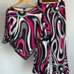 Pucci Striking silk set iconic,psychedelic swirling Marmo print in bold shades of fuchsia