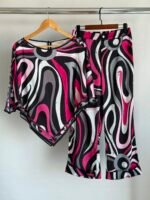 Pucci Striking silk set iconic,psychedelic swirling Marmo print in bold shades of fuchsia
