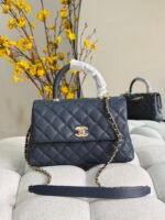 Chanel Flap Bags with Top handle chevron patterened with gold tone CC turn-lock closures - Image 5