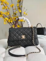 Chanel Flap Bags with Top handle chevron patterened with gold tone CC turn-lock closures - Image 6