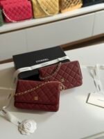 Chanel classic wallet on chain (WOC) Cavier leather & CC metal Logo - Image 5