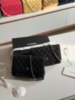 Chanel classic wallet on chain (WOC) Cavier leather & CC metal Logo - Image 11