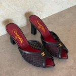 Chanel Coco Beach 2026 Black Mesh and Lambskin Mules