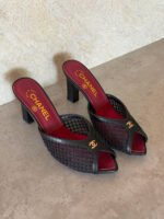Chanel Coco Beach 2026 Black Mesh and Lambskin Mules