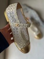 Chanel Gold Sequin Mesh Mary Jane Ballet Flats - Image 3