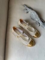 Chanel Gold Sequin Mesh Mary Jane Ballet Flats - Image 2
