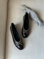 Chanel Lambskin and Vanished calfskin ballerina flats