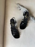 Chanel Strappy High Heel sandals delicate multi strap detailing & CC logo on the ankle strap button