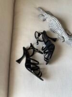 Chanel Strappy High Heel sandals delicate multi strap detailing & CC logo on the ankle strap button - Image 3