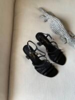 Chanel Strappy High Heel sandals delicate multi strap detailing & CC logo on the ankle strap button - Image 2