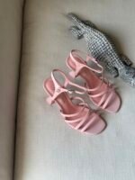 Chanel Strappy High Heel sandals delicate multi strap detailing & CC logo on the ankle strap button - Image 5