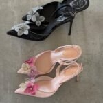 Rene Caovilla flower embossed heels