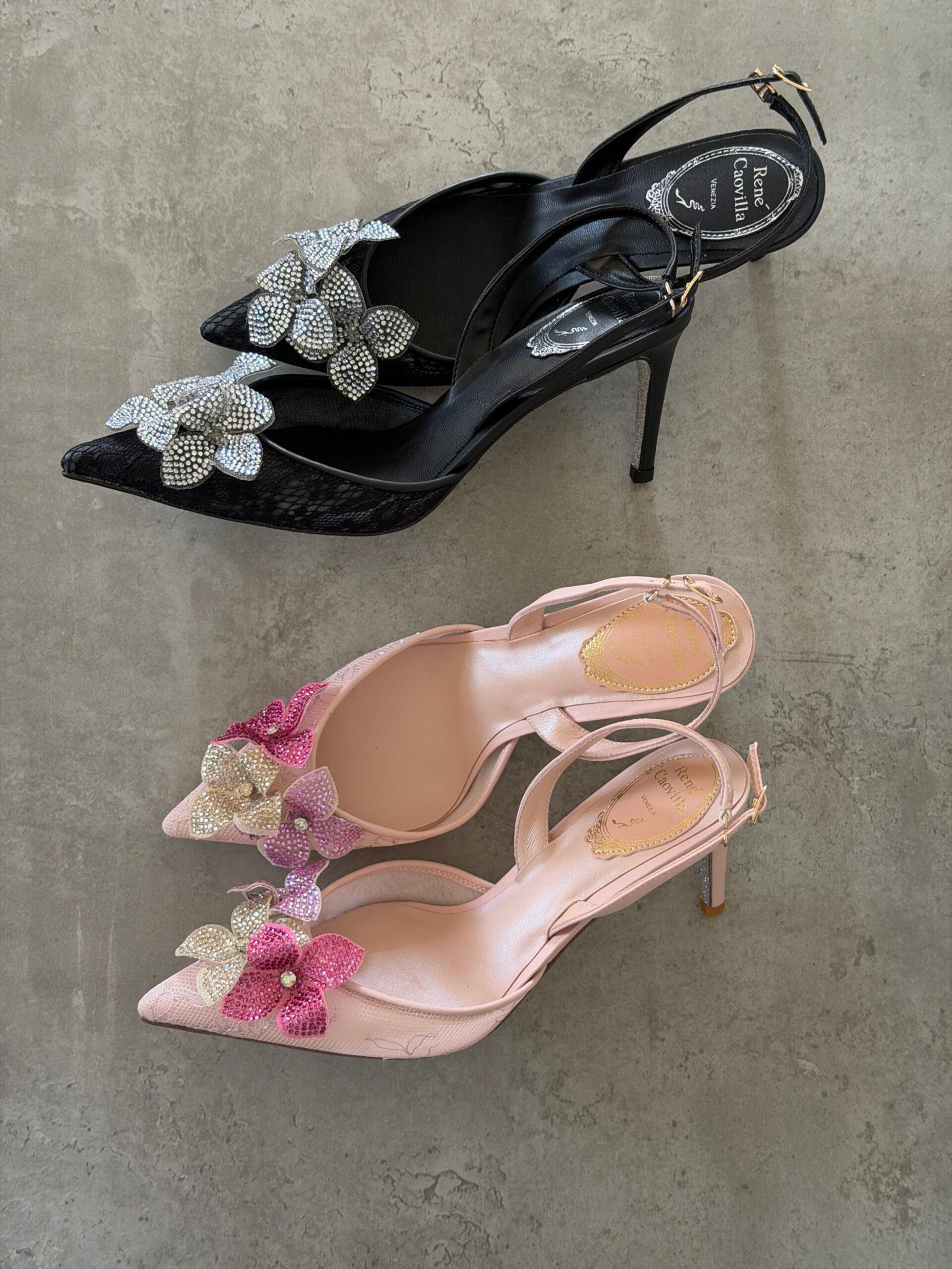 WhatsApp Image 2026-08-19 at 2.52.59 AM Rene Caovilla flower embossed heels - Image 1