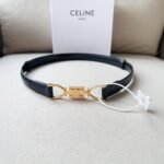 Celine Triomphe belt in a polished gold-finish hardware buckle
