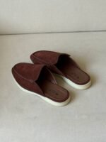 Loro Piana Deep-Wine suede babouche walk mules - Image 2