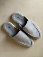 Loro Piana Cool-Grey suede babouche walk mules - Image 3