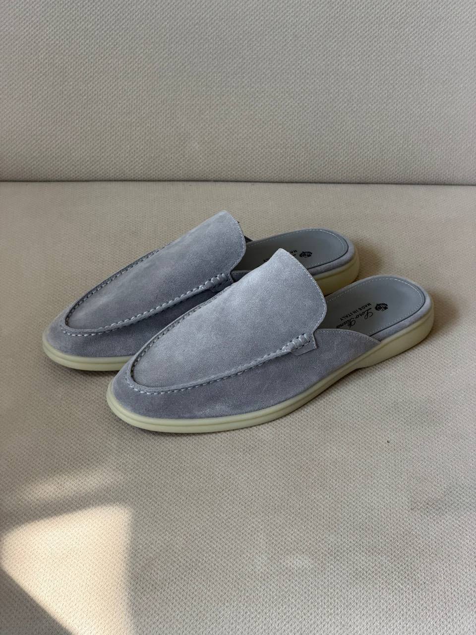 WhatsApp Image 2026-08-22 at 17.17.56 Loro Piana Cool-Grey suede babouche walk mules - Image 1