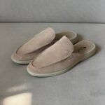 Loro Piana Warm-Beige suede babouche walk mules