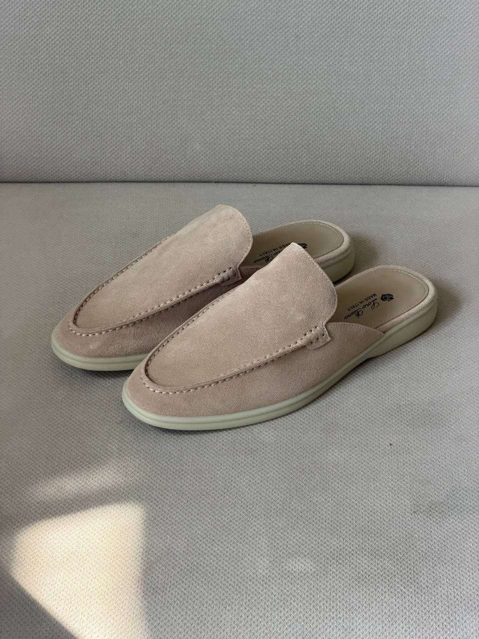 WhatsApp Image 2026-08-22 at 17.17.57 (1) Loro Piana Warm-Beige suede babouche walk mules - Image 1