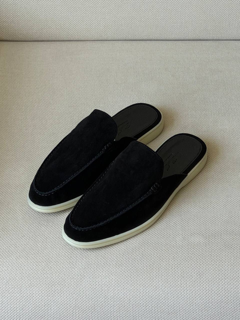 WhatsApp Image 2026-08-22 at 17.17.58 (2) Loro Piana Black suede babouche walk mules - Image 1