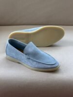 Loro Piana Summer Walk suede loafers in a light-blue shade - Image 2
